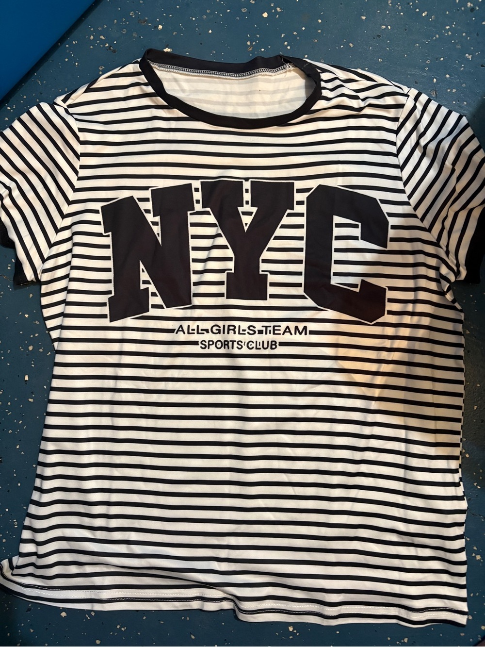 New SHEIN Black & White Striped NYC Graphic Tee